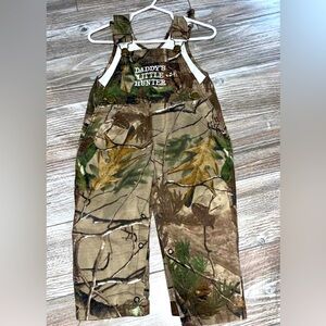 Daddy’s little hunter overalls. Camo size 12 months
